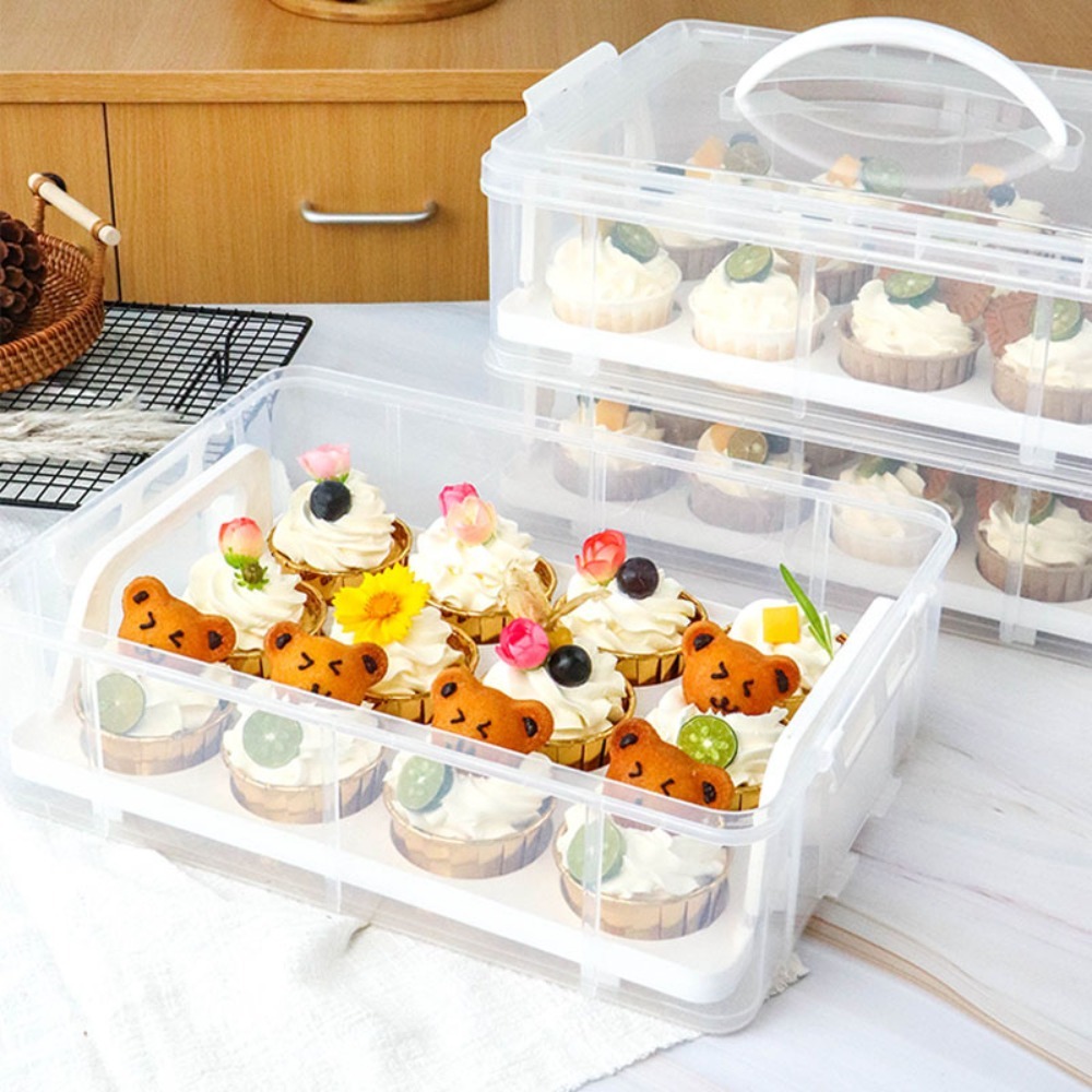 Compost Bin - Portable 2 Tier Cupcake Carrier Rectangle